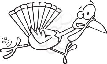 Royalty Free Clipart Image of a Running Turkey