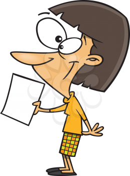 Royalty Free Clipart Image of a Woman With a Paper