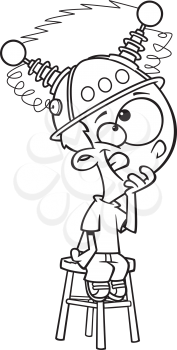 Royalty Free Clipart Image of a Boy With a Thinking Cap On