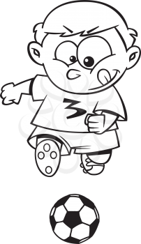 Royalty Free Clipart Image of a Boy Playing Soccer