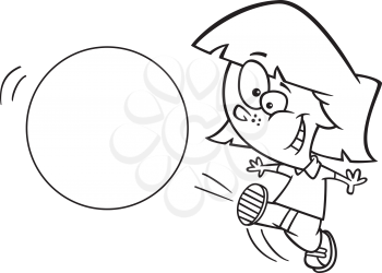 Royalty Free Clipart Image of a Girl Kicking a Ball