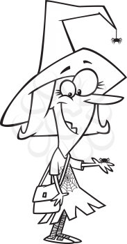 Royalty Free Clipart Image of a Girl Dressed up as a Witch