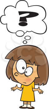 Royalty Free Clipart Image of a Girl With a Question