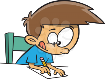 Royalty Free Clipart Image of a Boy Writing