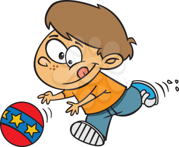 Royalty Free Clipart Image of a Boy Playing With a Ball