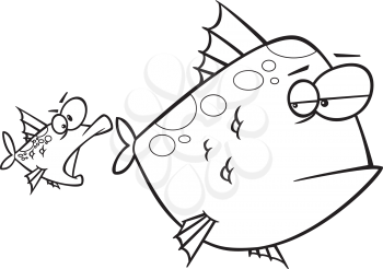 Royalty Free Clipart Image of a Little Fish Eating a Big Fish