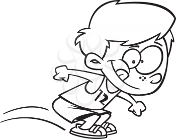 Royalty Free Clipart Image of a Boy Doing the Long Jump