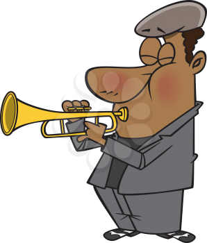 Royalty Free Clipart Image of a Man Playing Trumpet