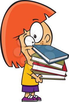 Royalty Free Clipart Image of a Little Girl With Books