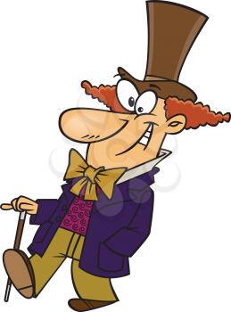 Royalty Free Clipart Image of a Man Dressed in a Top Hat and Bow Tie