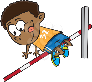 Royalty Free Clipart Image of a Boy Doing the High Jump