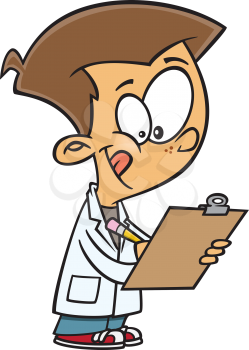 Royalty Free Clipart Image of a Boy With a Clipboard