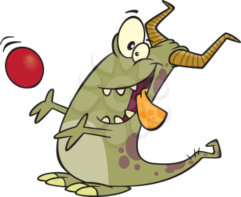 Royalty Free Clipart Image of a Monster Playing Catch