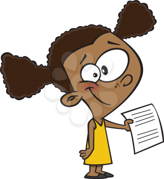 Royalty Free Clipart Image of a Girl Holding a Paper
