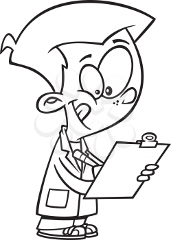 Royalty Free Clipart Image of a Boy With a Clipboard