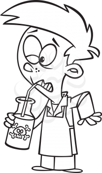Royalty Free Clipart Image of a Boy Drinking Poison