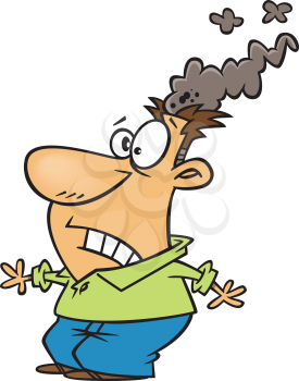 Royalty Free Clipart Image of a Man Whose Head is Exploding