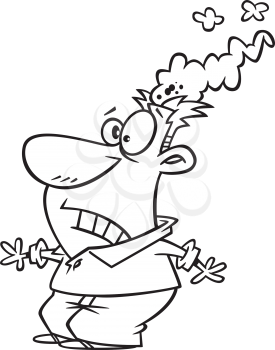 Royalty Free Clipart Image of a Man Whose Head's Exploding