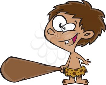 Royalty Free Clipart Image of a Cave Boy
