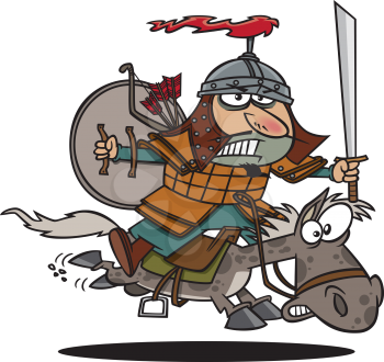 Royalty Free Clipart Image of a Warrior on Horseback