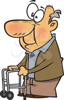 Royalty Free Clipart Image of an Elderly Man With a Walker