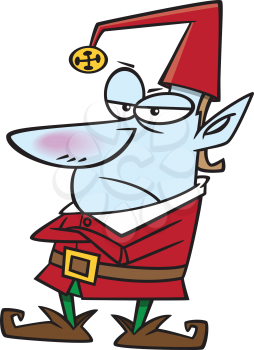 Royalty Free Clipart Image of a Grumpy Elf
