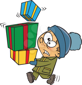Royalty Free Clipart Image of a Boy with Presents