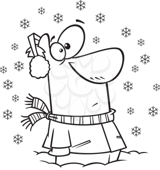 Royalty Free Clipart Image of a Man in Snow