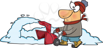 Royalty Free Clipart Image of a Man Blowing Snow