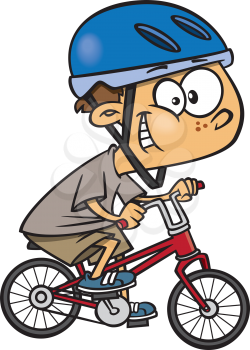 Royalty Free Clipart Image of a Boy Riding a Bike