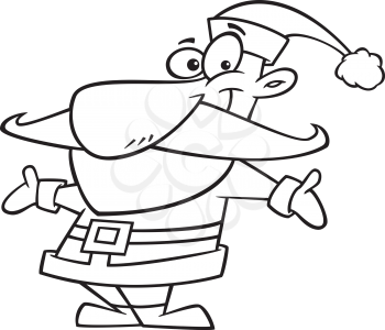 Royalty Free Clipart Image of a Colouring Page of Santa Claus