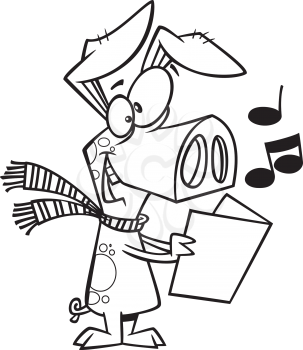 Royalty Free Clipart Image of a Pig Singing