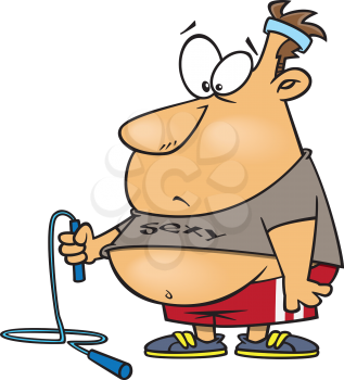 Royalty Free Clipart Image of a Man With a Skipping Rope