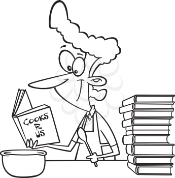Royalty Free Clipart Image of a Woman With a Cookbook