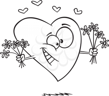 Royalty Free Clipart Image of a Heart Holding Flowers
