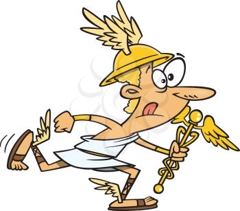 Royalty Free Clipart Image of a Cartoon Hermes