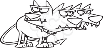 Royalty Free Clipart Image of a Three-Headed Creature