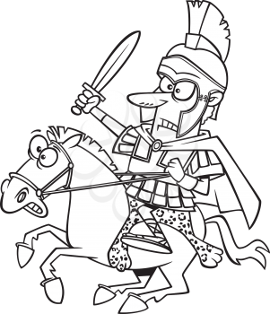 Royalty Free Clipart Image of a Roman Soldier on a Horse