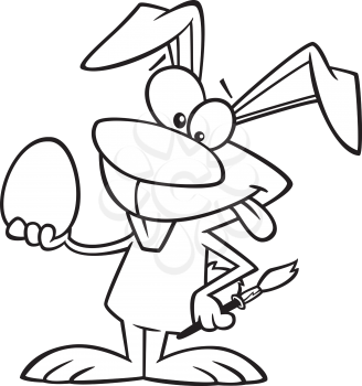 Royalty Free Clipart Image of a Bunny Holding an Egg and a Paintbrush