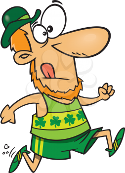 Royalty Free Clipart Image of a Leprechaun Running a Race