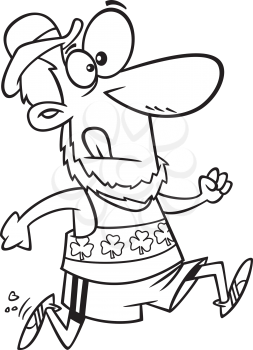 Royalty Free Clipart Image of a Leprechaun Running a Race