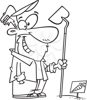 Royalty Free Clipart Image of a Gardener With a Hoe