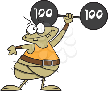 Royalty Free Clipart Image of a Flea Lifting Weights