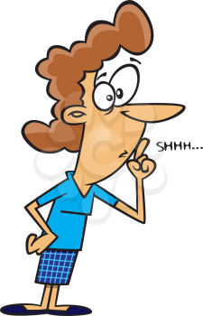 Royalty Free Clipart Image of a Woman Saying Shhh