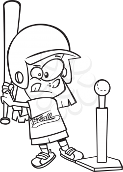 Royalty Free Clipart Image of a T-Ball Player
