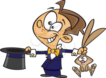 Royalty Free Clipart Image of a Child Magician