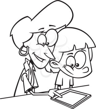 Royalty Free Clipart Image of a Teacher and Student