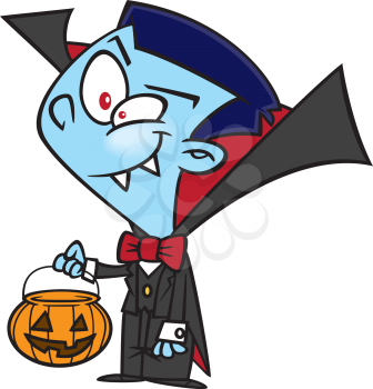 Royalty Free Clipart Image of a Vampire Trick-or-Treater