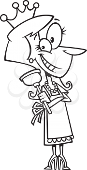 Royalty Free Clipart Image of a Woman Wearing an Apron and a Crown