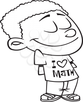 Royalty Free Clipart Image of a Boy Wearing an I Love Math Shirt